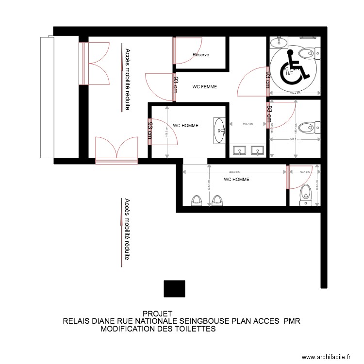 RELAIS DIANE  TOILETTE PROJET. Plan de 0 pièce et 0 m2