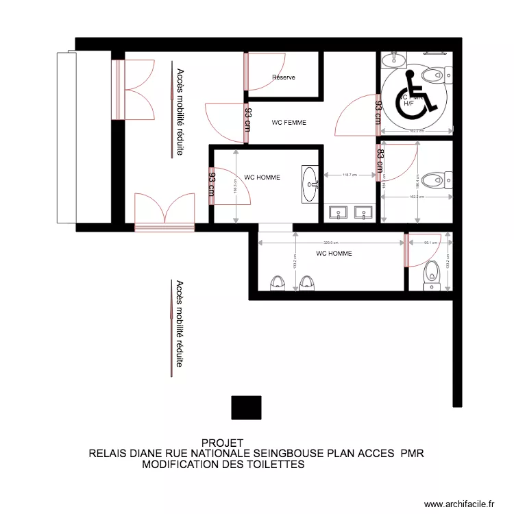 RELAIS DIANE  TOILETTE PROJET. Plan de 