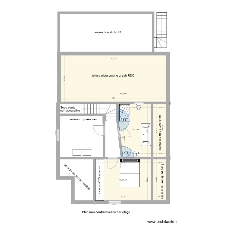 Etage Lamb. Plan de 3 pièces et 66 m2