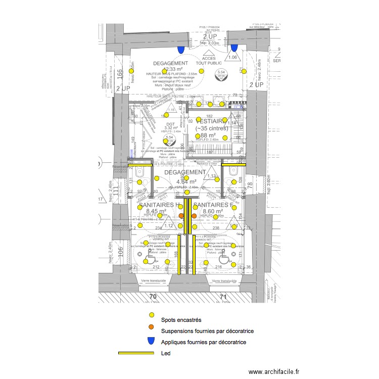 Vestiaire RDJ Plan éclairage. Plan de 0 pièce et 0 m2