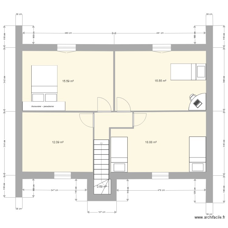 ETAGE 4 CHAMBRES. Plan de 0 pièce et 0 m2