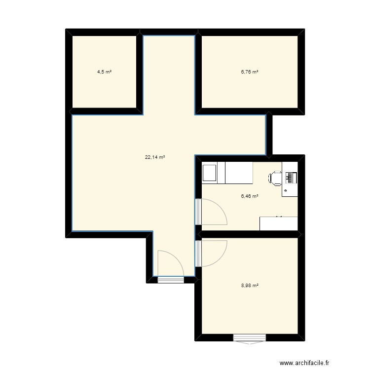 BUILDING AREA 51.5 m². Plan de 5 pièces et 49 m2