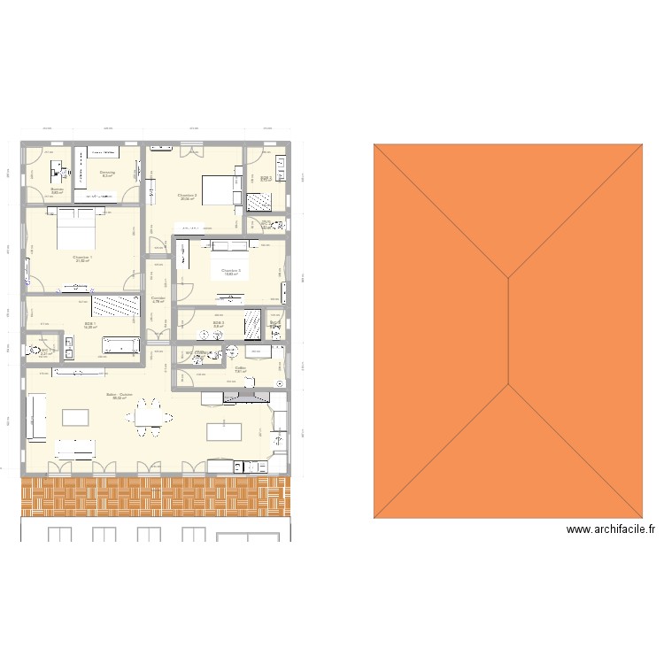 ITACARE 5. Plan de 15 pièces et 172 m2