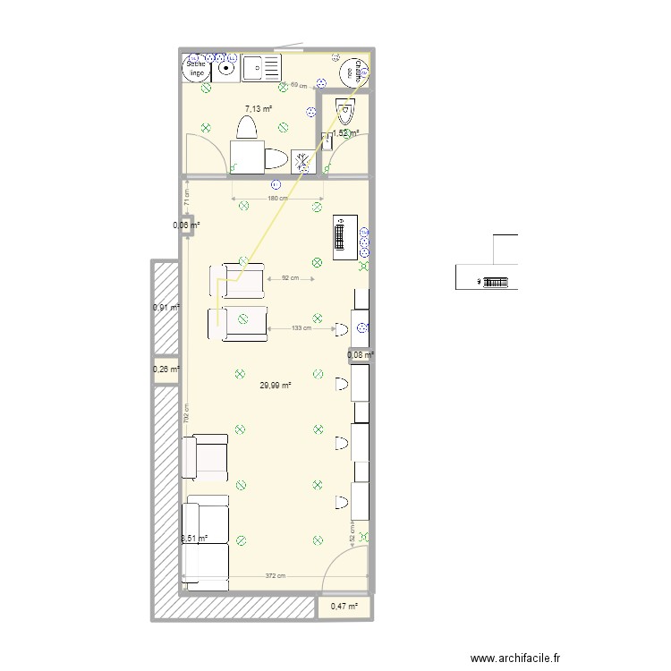 SALON FINAL VERSION. Plan de 9 pièces et 44 m2