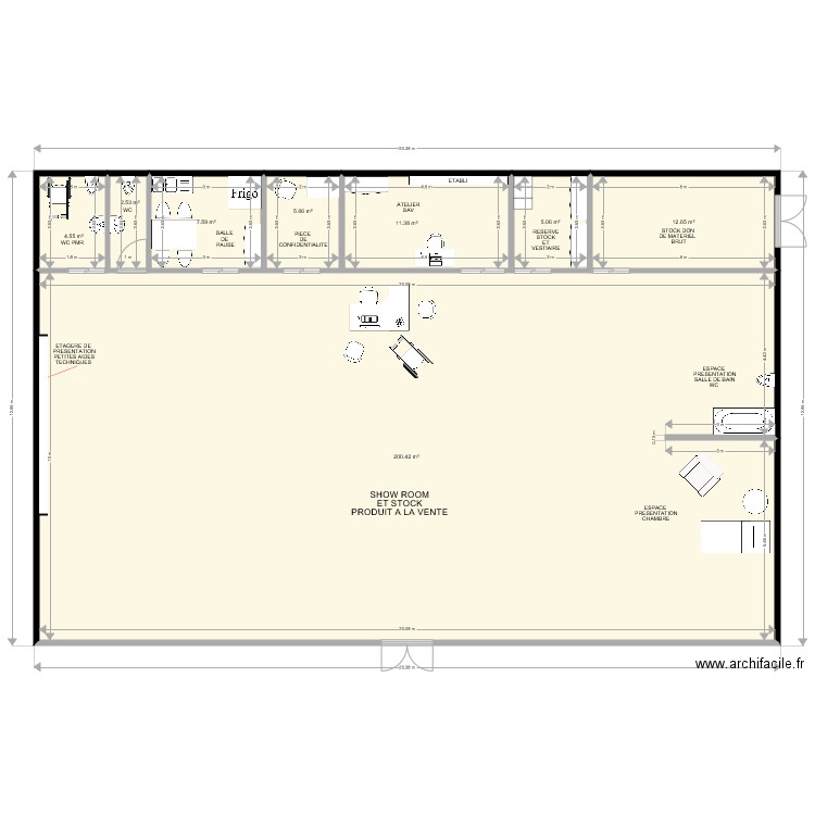 PLAN TYPE SHOW ROOM. Plan de 0 pièce et 0 m2