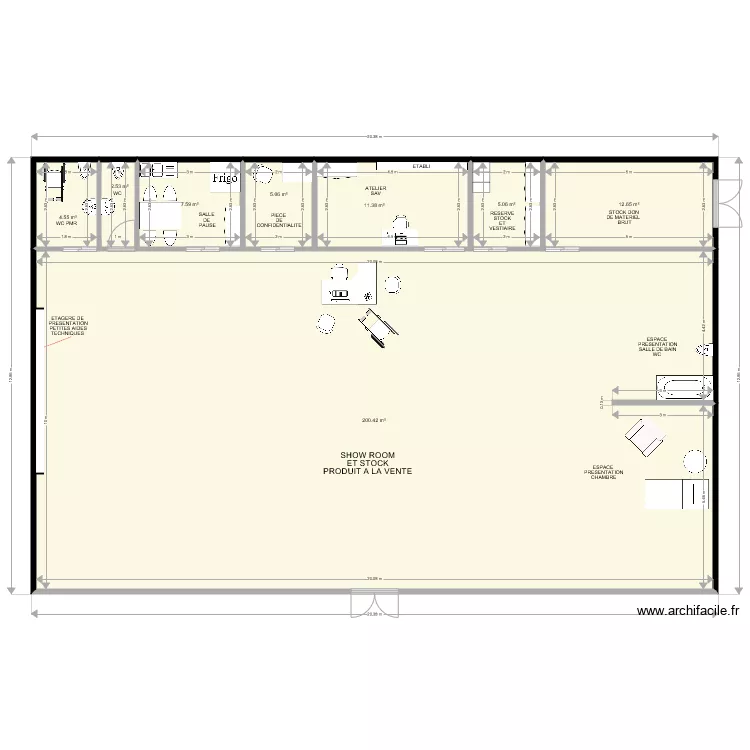 PLAN TYPE SHOW ROOM. Plan de 