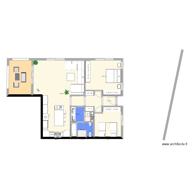 chambres enfants bas v2. Plan de 9 pièces et 116 m2