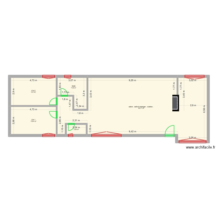 le prfessoir  ... Le Lieu Bill. Plan de 5 pièces et 120 m2