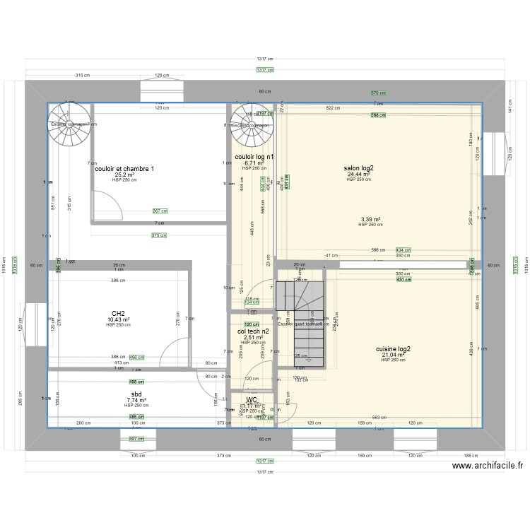 PROJET LACAUNE étage 1 gabi1 final. Plan de 9 pièces et 185 m2