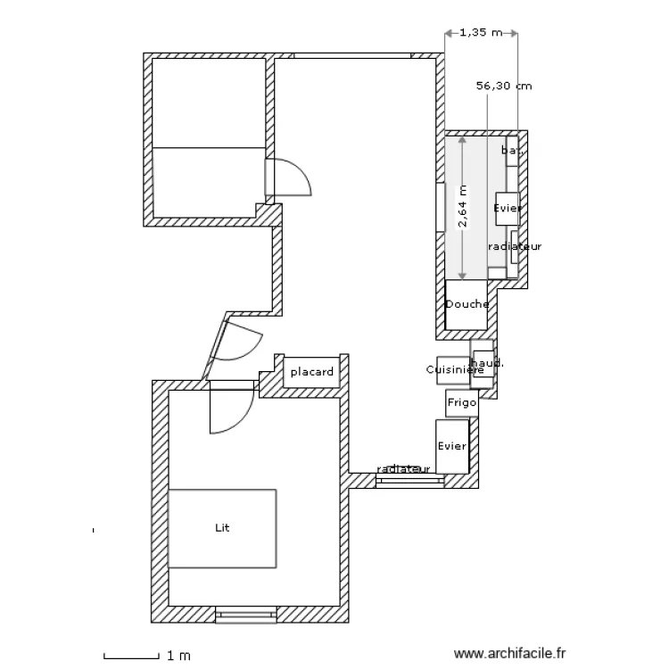 Salle de bain longue v3. Plan de Salle de bain longue v3. Plan de