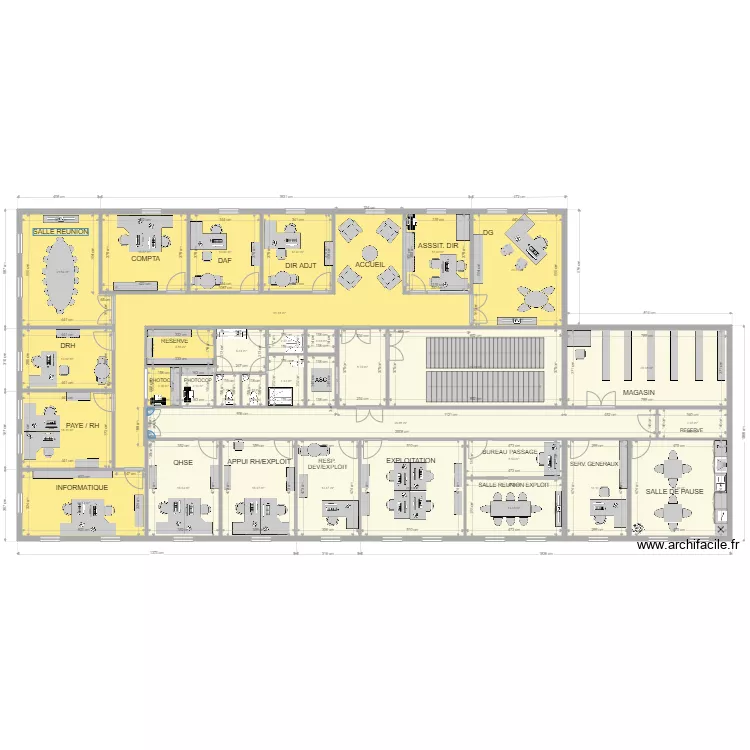 BUREAUX SIEGE 1 MEUBLES. Plan de 