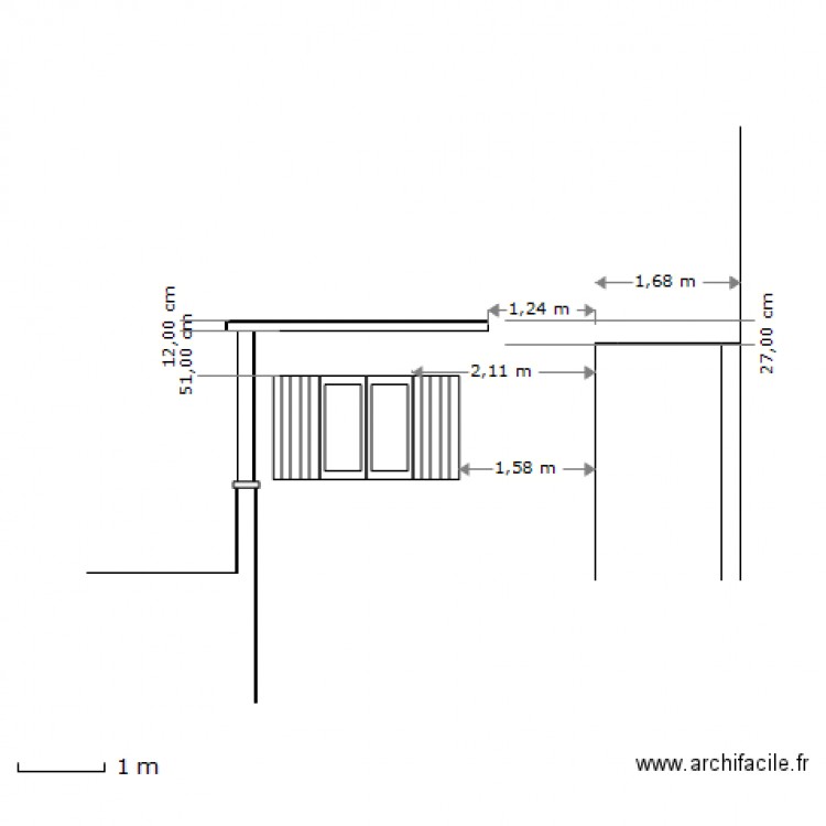 balcon vue de face. Plan de 0 pièce et 0 m2