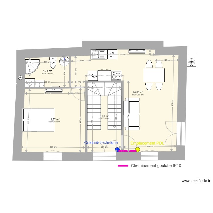 Malaucene R1 - Enedis. Plan de 4 pièces et 52 m2