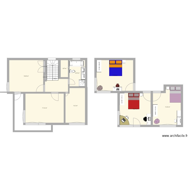 Etage 1. Plan de 11 pièces et 109 m2