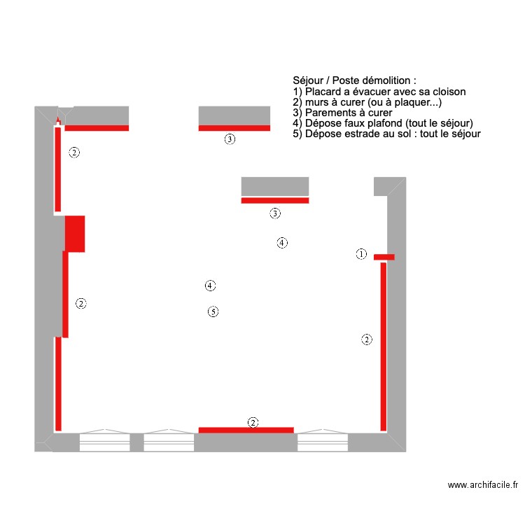 séjour (projet démolition). Plan de 0 pièce et 0 m2