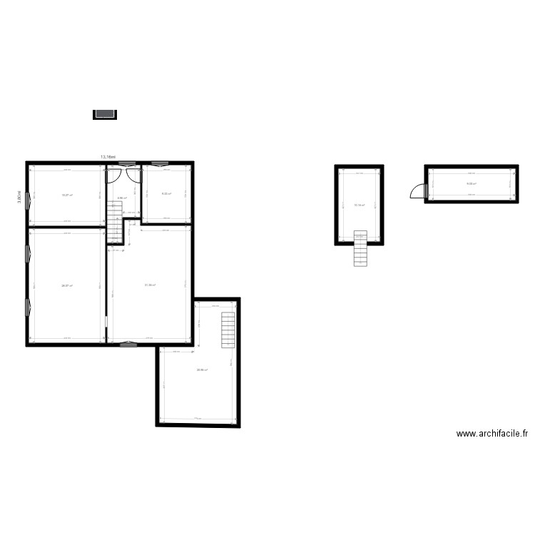 AGUAUGUE. Plan de 22 pièces et 281 m2