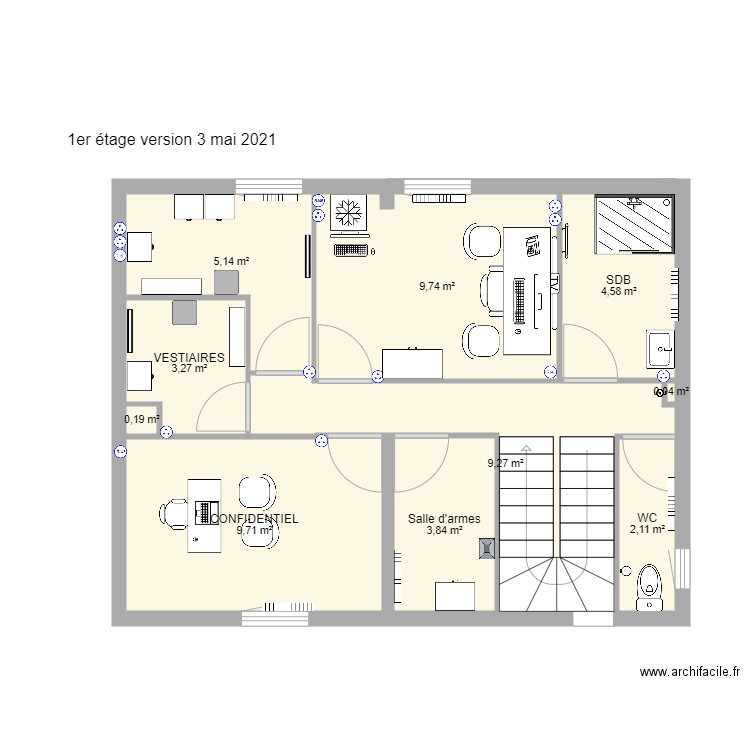 Poste Police Bornel 05 2021 ameublement étage version 3. Plan de 0 pièce et 0 m2