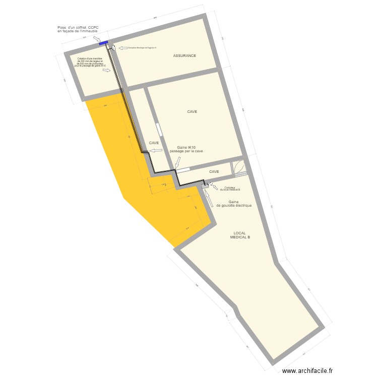 cadastre de Harnes RDC+ cotation. Plan de 5 pièces et 110 m2