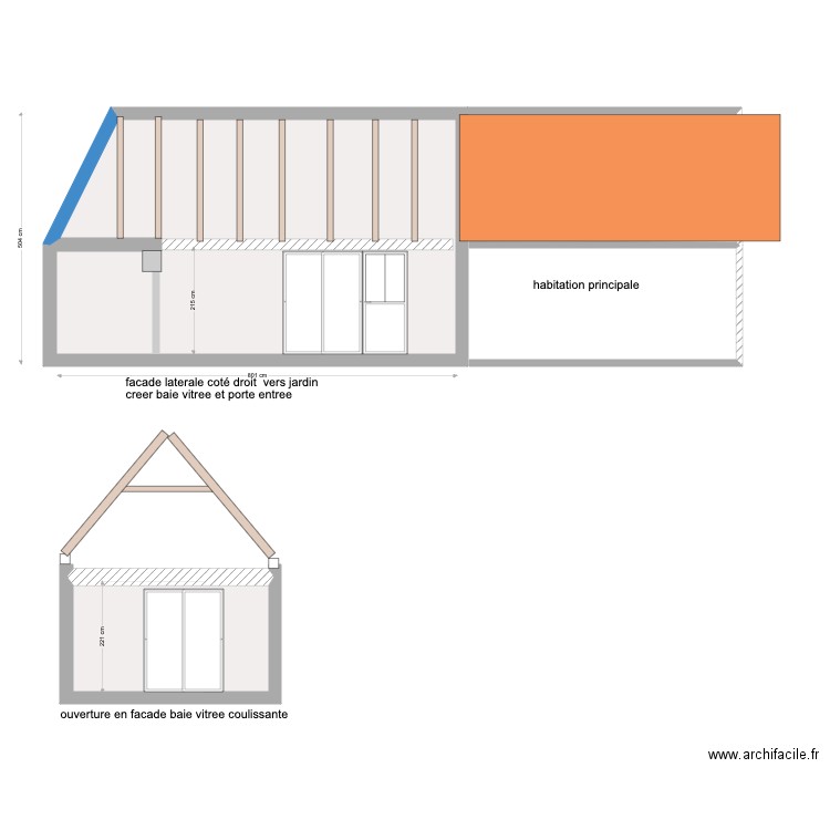 vue longitudinale longere PREVUE . Plan de 0 pièce et 0 m2