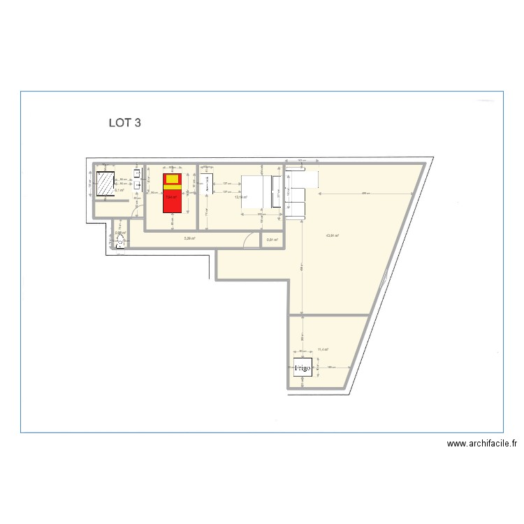 appartement1. Plan de 8 pièces et 90 m2