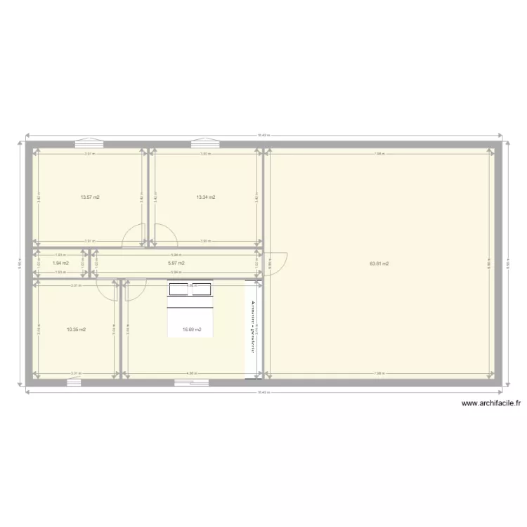 maison plein pied. Plan de 