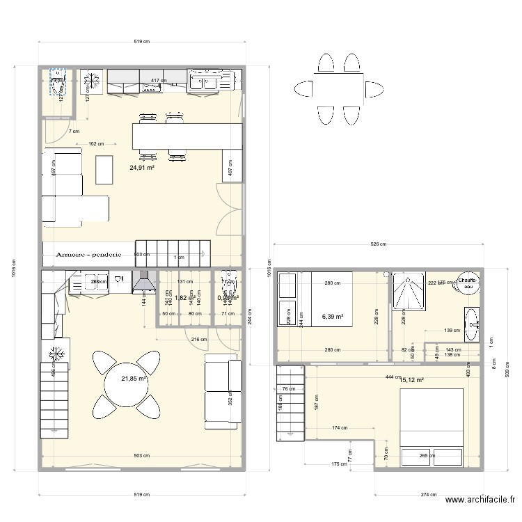 EDEN REJOINT Cuisine 2. Plan de 6 pièces et 71 m2