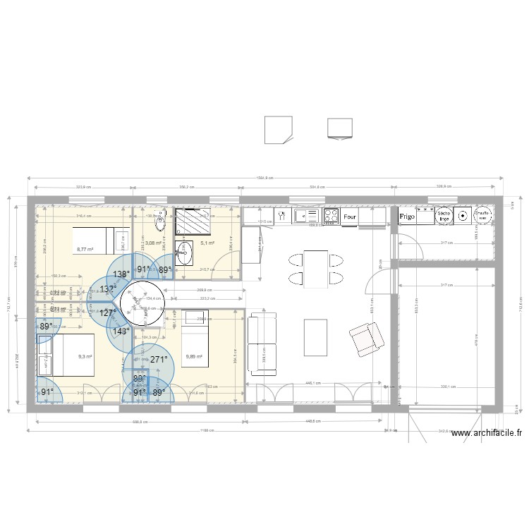 nouveau HANDICAPE. Plan de 8 pièces et 38 m2