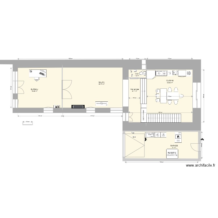 Bourg 19 SANS R1B R2 cuisine provisoire#7 bis. Plan de 28 pièces et 343 m2