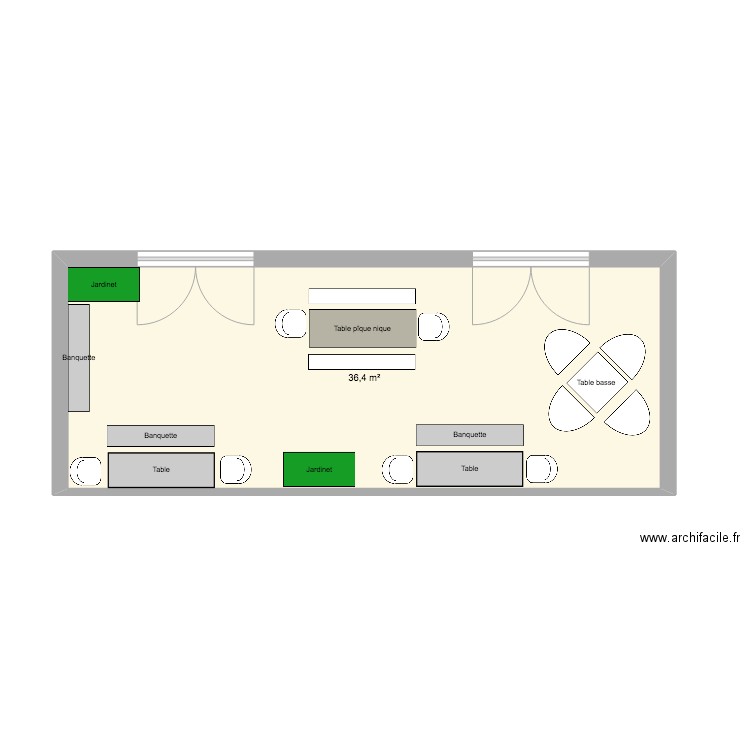 loggia. Plan de 1 pièce et 36 m2