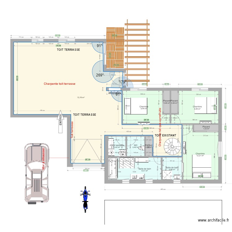 Projet Extention 40m2 RDC v2. Plan de 18 pièces et 217 m2