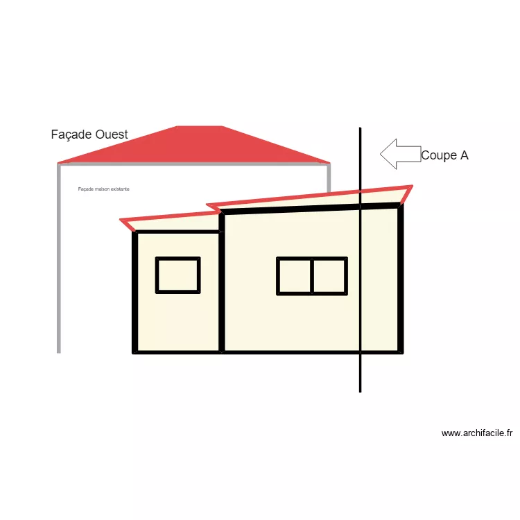 Garage Fa&ccedil;ade Ouest. Plan de 