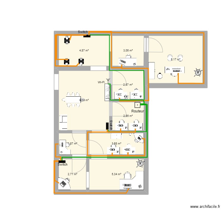 Plan Entreprise Zilax. Plan de 10 pièces et 45 m2