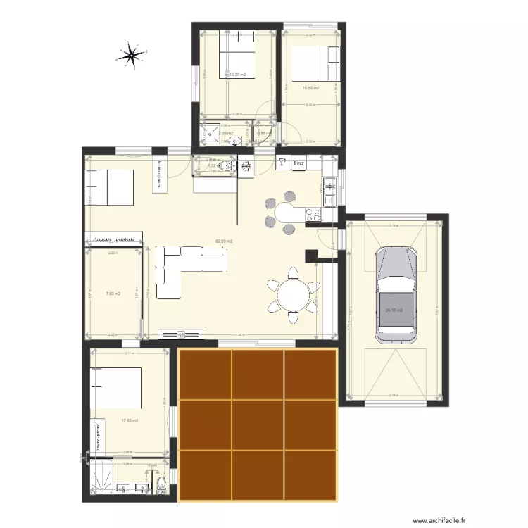 Extension Renan 25 C meublée. Plan de Extension Renan 25 C meublée. Plan de