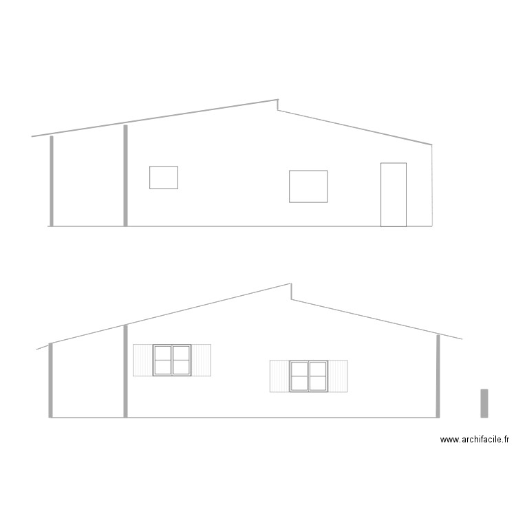 façade sud. Plan de 0 pièce et 0 m2