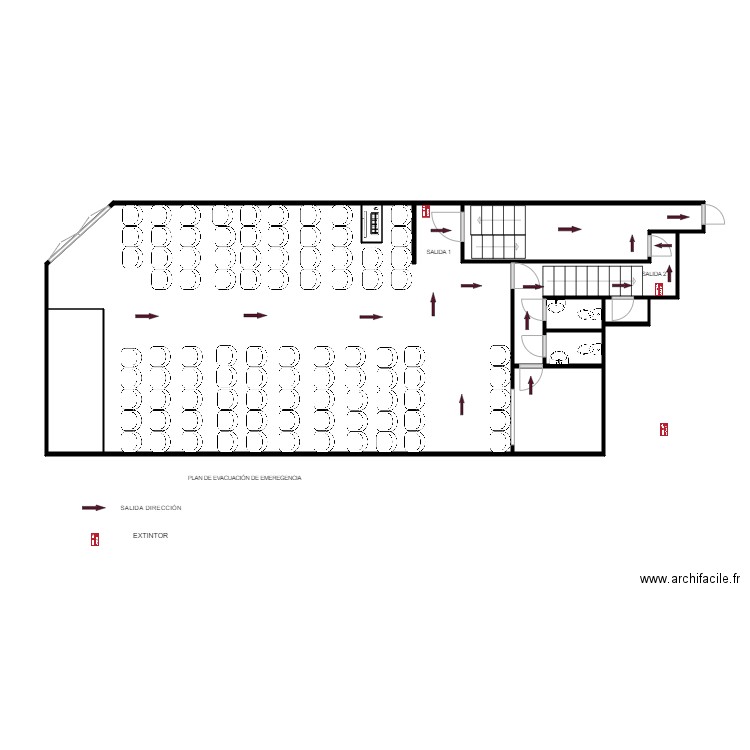Plano evacuación Salón del Reino de Motilla. Plan de 9 pièces et 66 m2