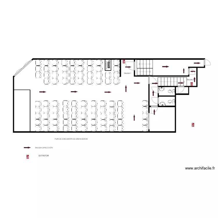 Plano evacuaci&oacute;n Sal&oacute;n del Reino de Motilla. Plan de 