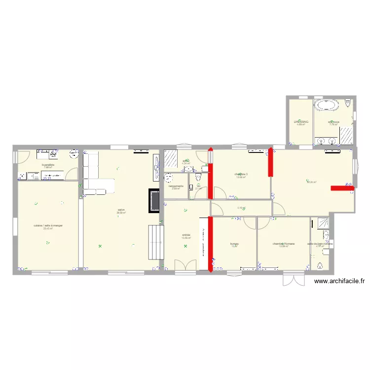 nouveau plan avec murs porteurs avec électricité. Plan de nouveau plan avec murs porteurs avec électricité. Plan de