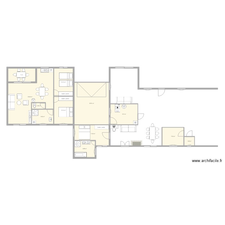 Plan construction gite 60m2 . Plan de 0 pièce et 0 m2