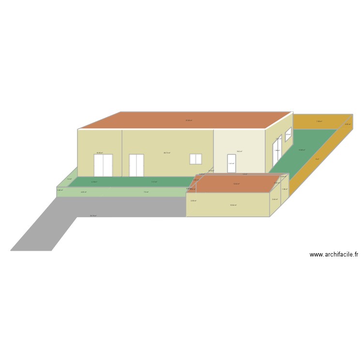 facade et garage. Plan de 0 pièce et 0 m2