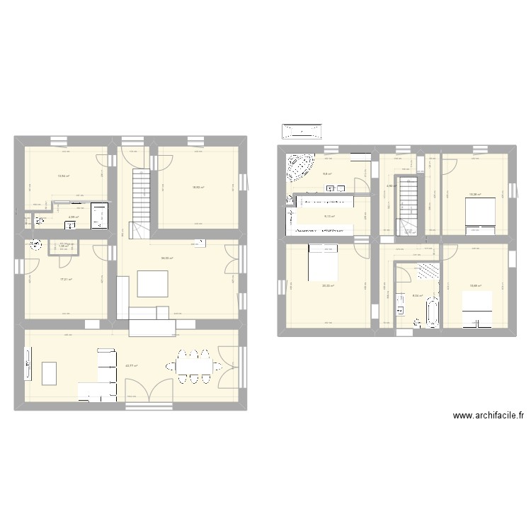 MAison. Plan de 14 pièces et 242 m2