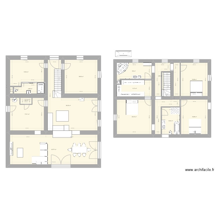 Maison 2. Plan de 15 pièces et 234 m2