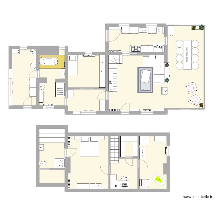 Plan maison aménager. Plan de 13 pièces et 172 m2