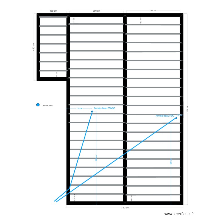 VIDE SANITAIRE EAU. Plan de 2 pièces et 48 m2