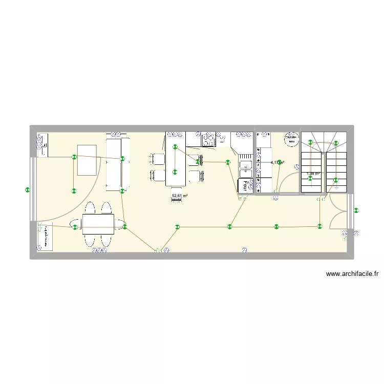 marie .1. Plan de 3 pièces et 58 m²