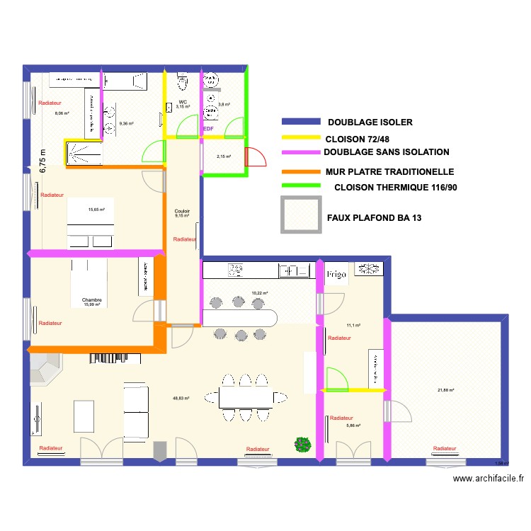 audrey-adrien AMÉNAGEMENT. Plan de 14 pièces et 167 m2