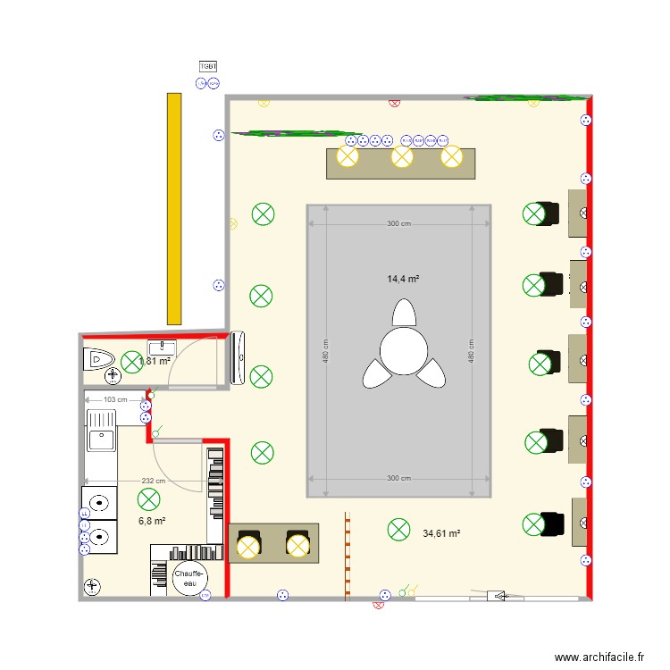 salon anais elec 1. Plan de 4 pièces et 72 m2