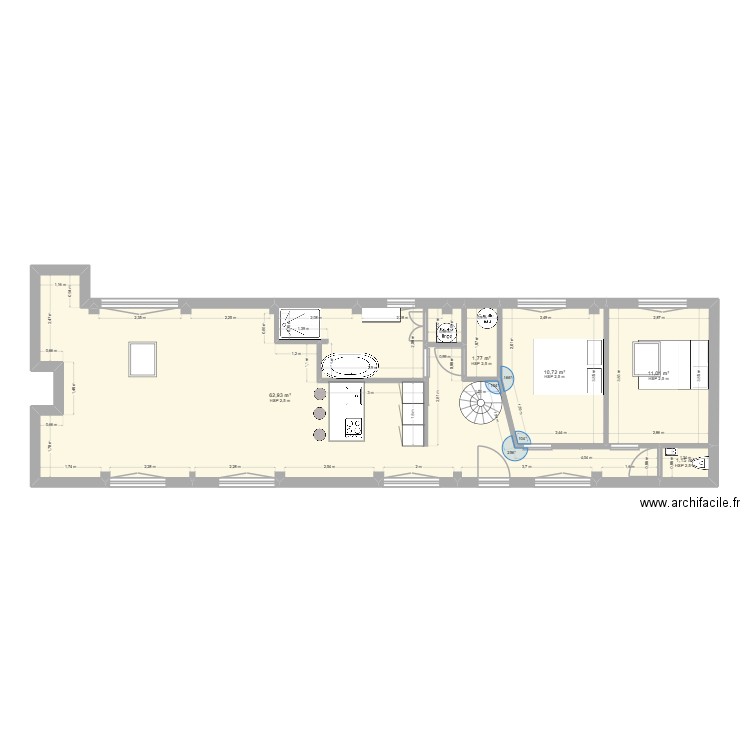 plan d'origine modifier ok. Plan de 5 pièces et 88 m2