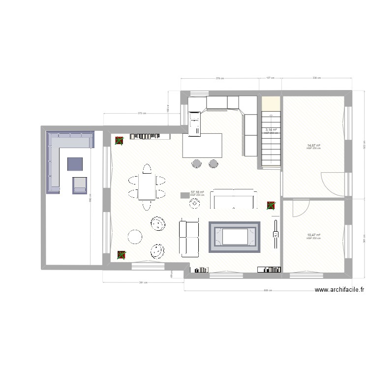 Catinat V2. Plan de 4 pièces et 85 m2