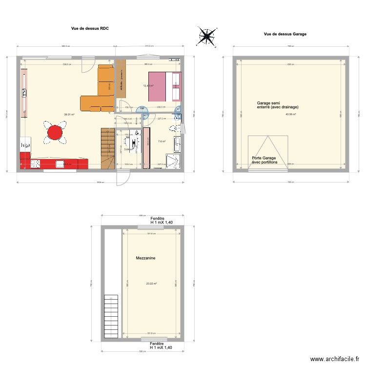 los masos une face  70 m2. Plan de 0 pièce et 0 m2