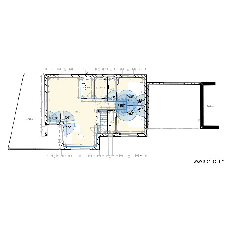 Le Henanff II. Plan de 7 pièces et 89 m2